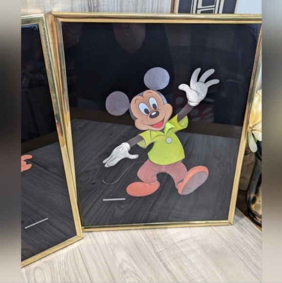 Disney Foil Wall Picture Vintage Set Mickey Mouse & Minnie Cowboy Hat - Picture 3 of 9